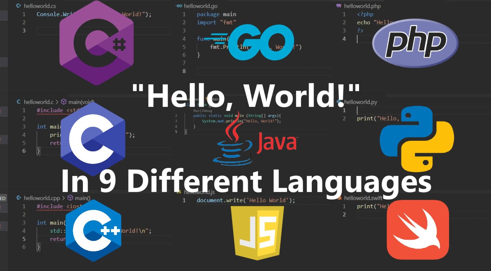 Programming Hello world in 9 different languages
